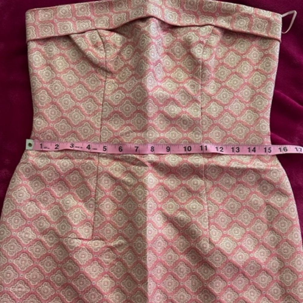 Escada Sz 36 Pink, Sliver, Gold Strapless Brocade Evening Dress - Picture 15 of 15
